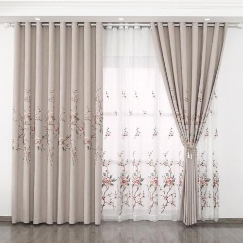 2021 New Curtains Flower Curtain Cashmere Embroidery Finished Product Customization Curtains for Living Dining Room Bedroom