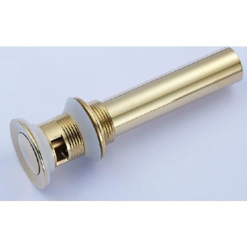 Luxury Golden Brass Pop Up Bathroom Sink Basin Waste / Drain With Overflow Csd038