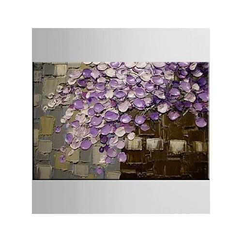 Hand Painted Modern Abstract Floral Painting Purple Flower Oil Painting on Canvas Home Decor Wall Art Pictures for Living Room