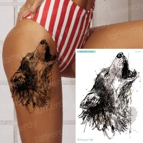 Sexy tatoo for woman tattoo sticker waterproof big black temporary wolf tattoo designs animals body art decal water transfer