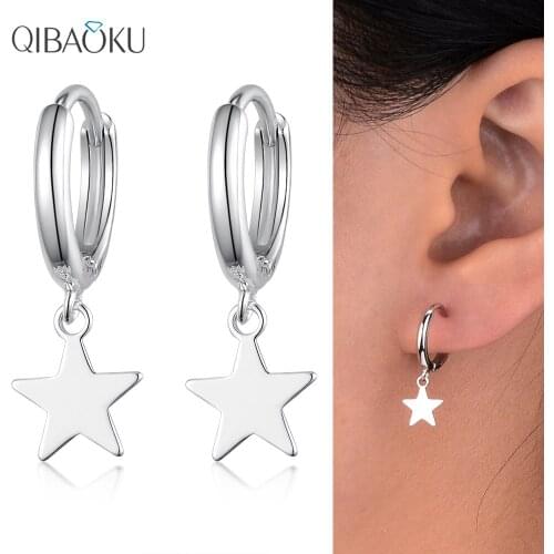 925 Sterling Silver Hoop Earring Circle Star Shape Ear Fine Jewelry Sweet Simple Ins Style Noble Gift Earrings for Women