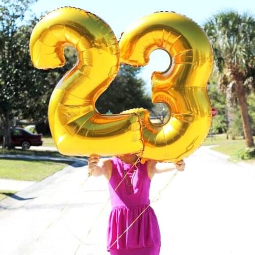 Medium size 32inch/81CM number Foil Balloons gold/silver digital helium ballon for Birthday party Decoration wedding supplies