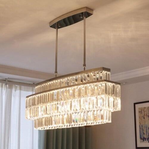Modern Crystal Chandelier For Dining Room Rectangle Chandeliers Lighting Fixtures Kitchen Island Cristal Lustre