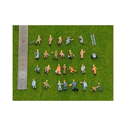 1:87DIY sand table construction model making material figure railway worker plastic man train scene model villain 27pcs/set