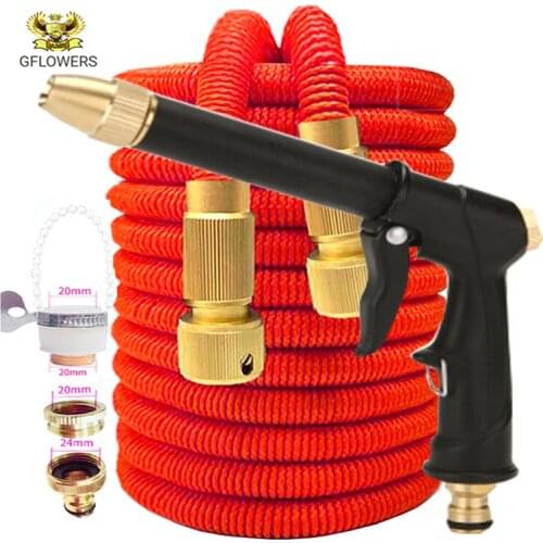 High Quality Telescopic Garden Hose | flexible Car wash Magic Hose Golden Long Rod High Pressure Gun Outdoor Gardening Watering