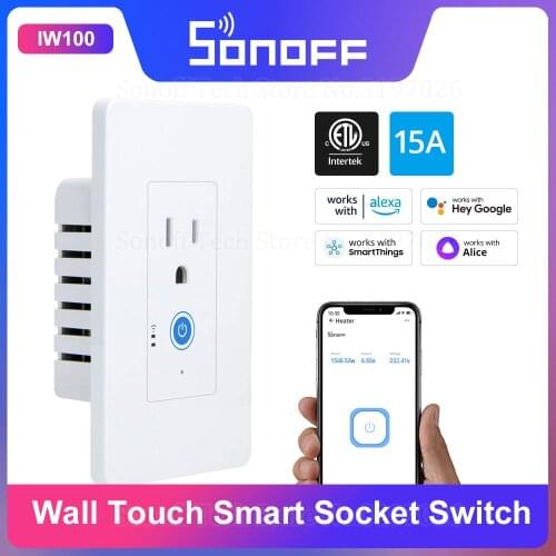 SONOFF IW100 Wi-Fi Outlets Wall Touch Smart Socket & Switch Power Monitoring Energy-saving Over-load Protection via eWeLink APP
