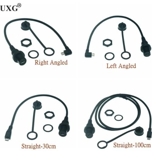 90 Degree Micro USB2.0 IP67 Waterproof Cable Micro-USB 5pin IP67 Male to Female Panel Mount Water Proof Connector Extension cord