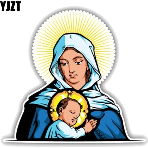 YJZT 13.5CM*12.7CM Mother Mary With Jesus Christ Religion PVC Motorcycle Car Sticker 11-00363