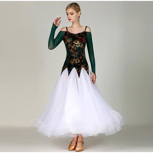 Ballroom Dance Competition Dresses Women Ballroom Dress Waltz Black Long Sleeves Standard Dresses For Ballroom Dancing DWY2968