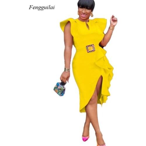 2021 Summer Womens Fashion Dress Slim Irregular Sexy Tailoring Ruffle Dress Party