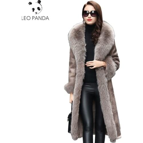 Winter New Women Ladies Long Sleeve Thicken Warm Turn-down collar Casual Real Sheepskin Coats Female Real leather Coat CY449