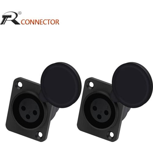 3Pcs XLR Female Socket XLR 3pin Connector with Protecting Cover Panel Mount Chassis Soldering Type Microphone Universal Terminal