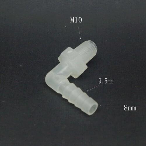 8*M10 Elbow screw thread type Aquarium Connector Tube Joiner Material PE Plastic Fitting Tank Airline acid and alkali resistant