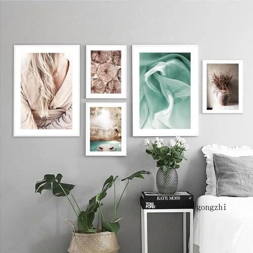 Reeds Leaf Pattern Abstract Poster Nordic Nature Scenery Canvas Painting Print Minimalist Scandinavian Wall Art Pictures Decor
