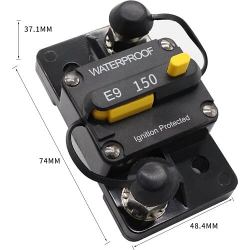 F433-150A 150 Amp Circuit Breaker with Manual Reset, 12V-24V DC, Waterproof