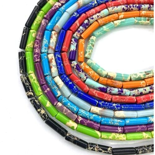 1 Strand Natural Semi-precious Stone Loose Beads Strand Tube Beads DIY for Making Necklace Bracelets Earrings Accessions 4x13mm