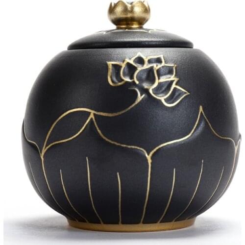 Black Urns for Ceramics Ashes Sealed Cremation Funeral Keepsake Human Pet Memorial Suitable Home Fireplaces Burial Ash Urn