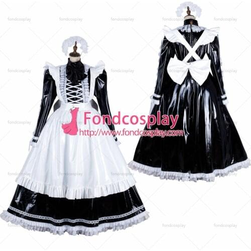 Lockable Sissy maid PVC vinyl long dress Uniform cosplay costume Tailor-made[G1807]