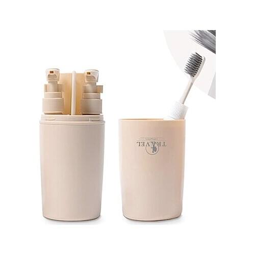HS040 Fashion 4in1 Portable bottle washing cup for travel toothbrush box 6.8*6.8*20cm