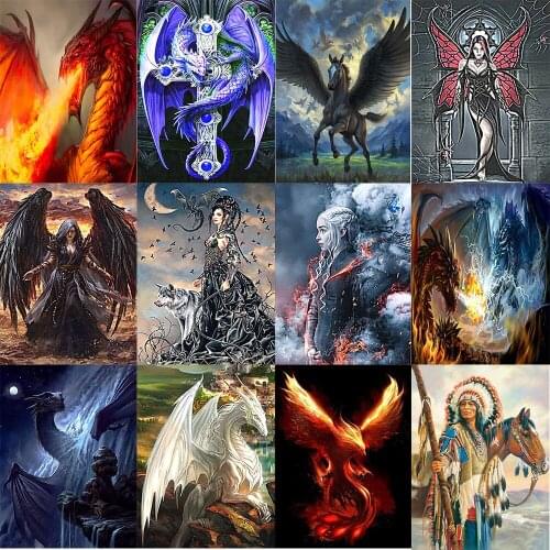 3D Diy Diamond Painting Western Ancient Ferocious Dragon Diamond Embroidered Rhinestone Picture Mosaic Christmas Home Decoration