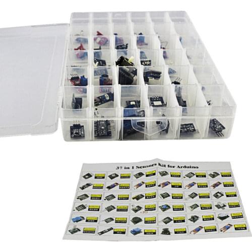 Elecrow 37 in 1 Sensor Kit for Arduino Starters DIY Fans Switch Flame Temperature Color LED Buzzer Replay with Retail Box