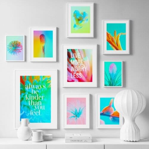 Colorful Flower Plant Leaf Quotes Nordic Canvas Posters And Prints Wall Art Canvas Painting Wall Pictures For Living Room Decor