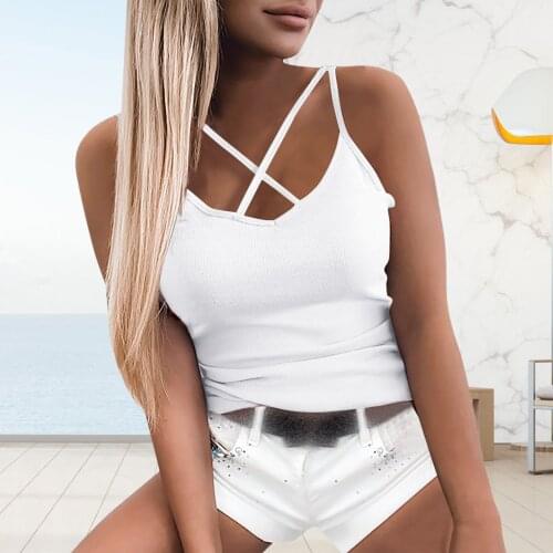 Ladies' Crop Tops Sleeveless Tops For Women Fashion Crop Top Sexy Cross Strap Tank Top Women T-shirt Vetement Femme
