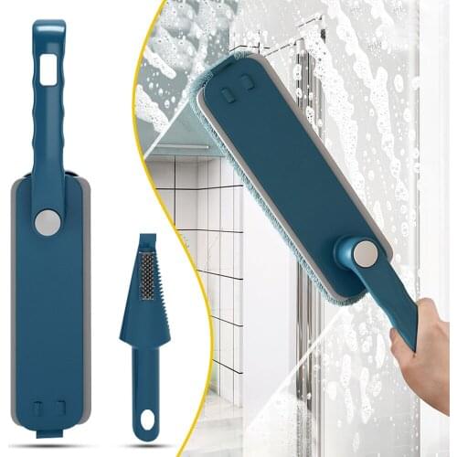 Multi-functional Household Folding Handle Brush Glass Fiber Cleaning Wipes Glass Window Cleaner Kitchen Sponge Brush Wash Tool