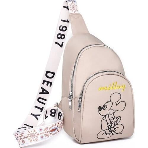 Disney cartoon Mickey Mouse fashion cute chest bag girl lady boy shoulder bag student travel waist bag messenger bag