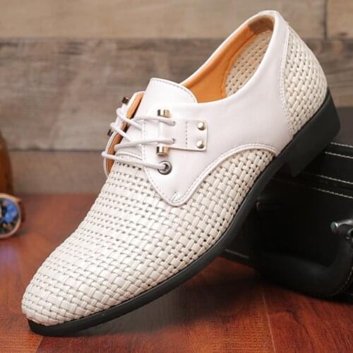 Sandals Mens Summer New Non-Slip Breathable Business Suits Casual Hole Shoes Soft Sole Leather Shoes White Hollow Mens Shoes