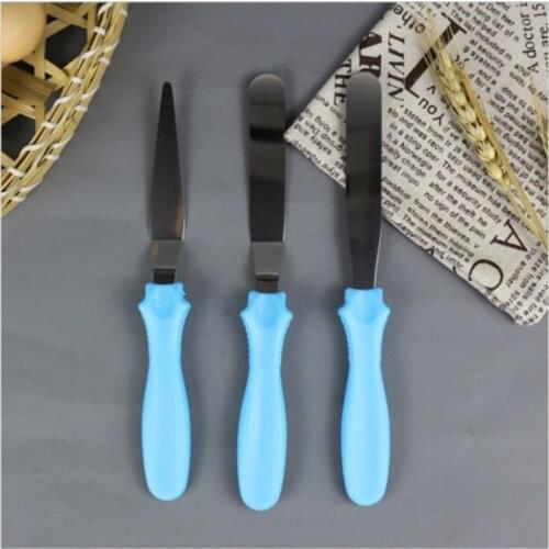Three Pieces Stainless Steel Butter Cake Cream Knife Spatula Baking Tool Mould Spatulas Set Pastry Spatulas 2021