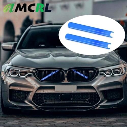 Front Grille Trim Strips For BMW F10 F11 F02 F30 F32 3 4 5 7 Series Sport Style Strip Cover Frame Car Decorations Stickers 2 Pcs