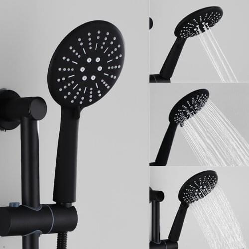 Hand-held Shower Head Bathroom Water Saving Black Rainfall Shower Nozzle Aerator High Pressure Handheld Shower Accessories