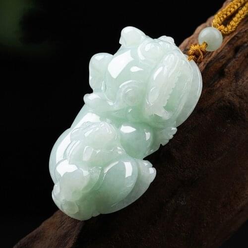 Natural Myanmar jadeite hand-carved brave troops mother child pendant simple pendant jewellery couples for women men lucky