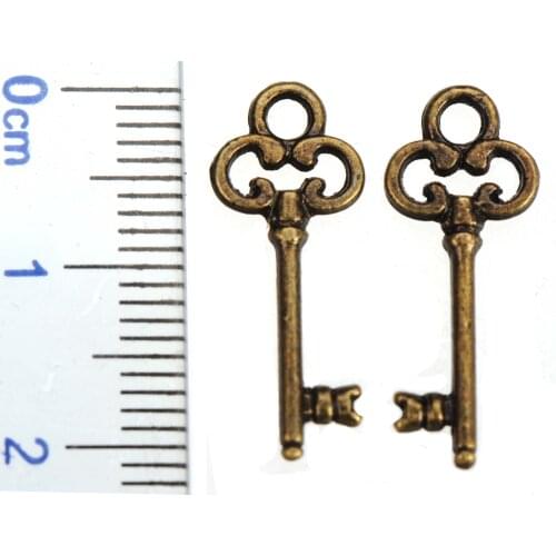Wholesales Jewelery Findings Charms DIY Bracelets Earrings Handicrafts Ornaments Retro Bronze Keys Metal 21x5mm Fine 100pcs/bag