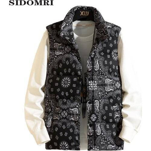 Autumn and winter coat Vest jacket male flower thickened down cotton vest stand collar print camouflage warm fashion style