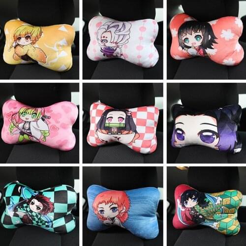 Demon Slayer Kamado Nezuko Tanjirou Anime Peripheral Kimetsu No Yaiba Two Dimensions Car Neck Pillow Manga Cushion Plush Doll