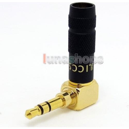 LN004659 Pailiccs 3.5mm Black L Shape 90 Degree Jack Audio Connector male adapter For DIY Solder 3 pole