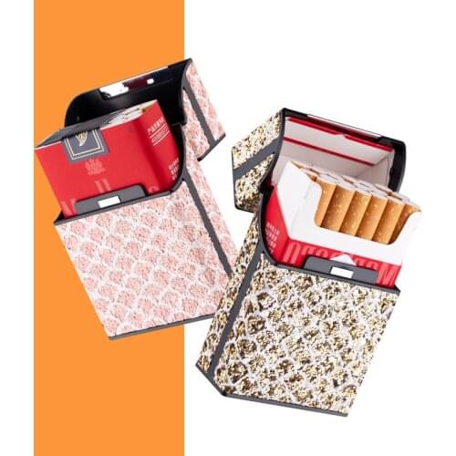 Luxury Bling Cigarette Box Holder for Woman Men Leather Cigarette Case Smoking Accessories Button Design