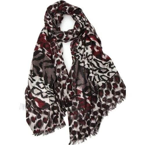 Silk cashmere blend leopard printed womens fashion thin scarf shawl pashmina 65x190cm