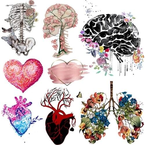 Organ Hippie Heart Thermal Stickers On Clothes Iron On Patches For T-Shirt Iron-on Transfers For Clothing Applique Custom DIY