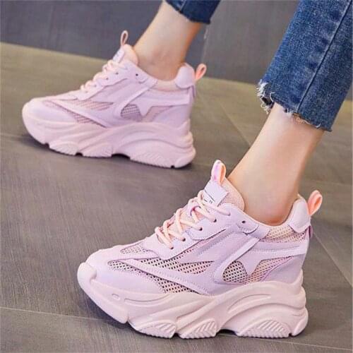 Increasing Height Summer Ankle Boots Womens Cow Leather Sandals Platform Wedge High Heel Fashion Sneakers