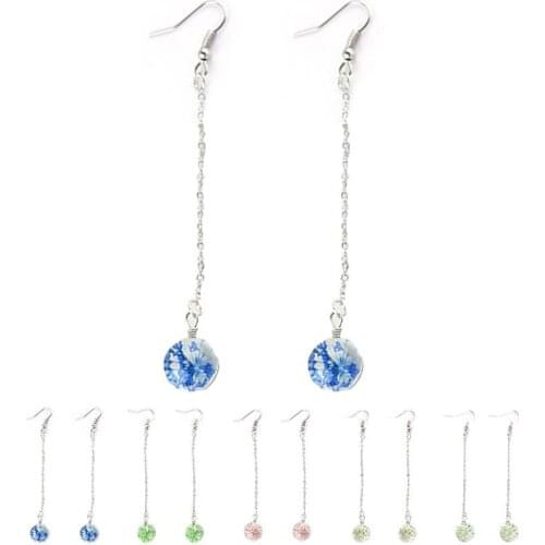 1 Pair Romantic Flower Decor Dangle Earrings Long Pendant Earrings Drop Earrings Jewelry Accessories