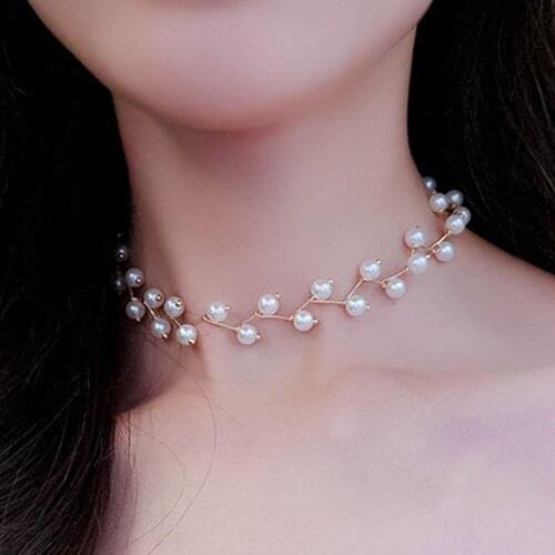 1 Pcs Romantic Female Necklace Pearl Clavicle Chain Gold Silver Color Necklace Women Birthday Party Jewelry Gift