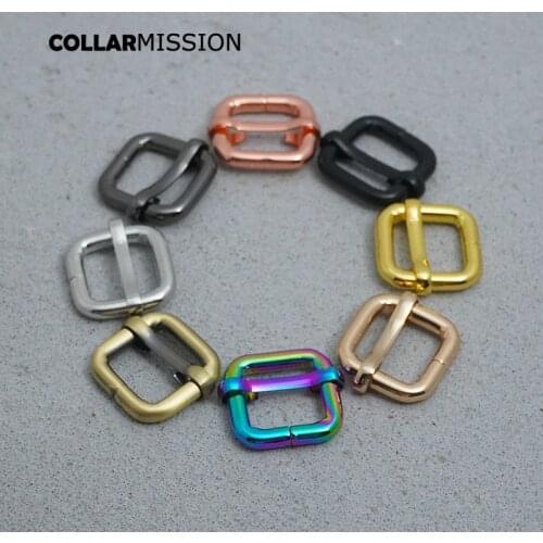 10pcs/lot 15mm Metal Unwelded plating Roller Pin Adjuster Buckle For Backpack shoe Bag Cat Dog Collar DIY Accessorie 4 colours