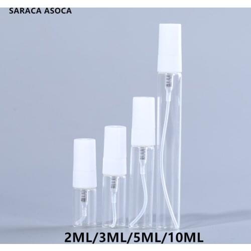 100pcs/lot 2ml mini Glass Perfeme Spray Bottle For Sample Black White color Transparent Glass Atomizer Empty Bottle