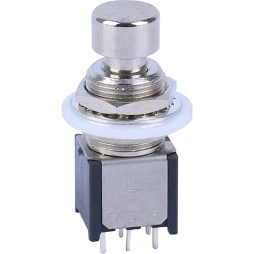 2PCS PCB Lug Mini Black Color DPDT Latching ON/ON Guitar Effect Push Button Stomp Pedal Foot Switch On(On) Push Button Switch