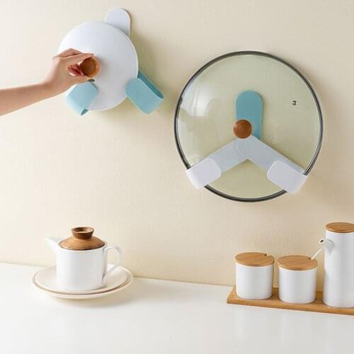 2 In 1 Rotating Pot Cover Hook Rack Kitchen Punch-Free Wall Mounted Hanging Hook For Coat Towel Hat Tableware Storage Rack