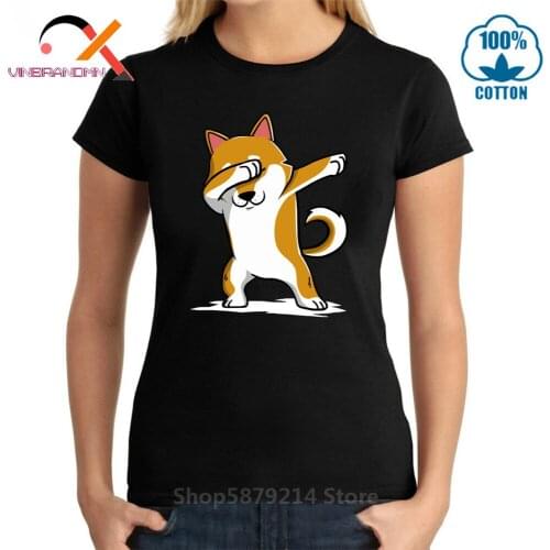 2020 cool Summer funny Dabbing Shiba Inu T Shirt dog lover Tee Short Sleeve 100% Eco Cotton Animal printed Dab Shiba Inu T-shirt