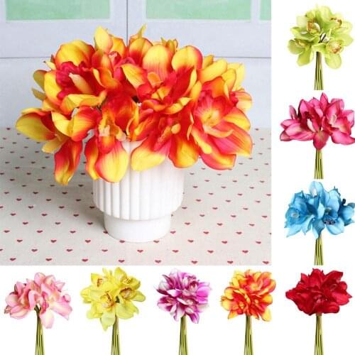 2021 1Pc Durable Unfading Non-Shedding Artificial Silk Orchid Flower Wedding Ceremony Bridal Hand Bouquet Home Floral Decor